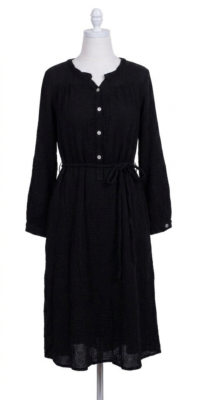 NEW GIGI MODA tammy cotton midi dress in black